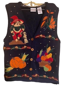 Bobbie Brooks Womens Size Small Vintage Fall Theme Embroidered Vest - Picture 1 of 6