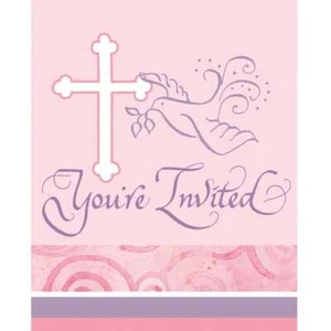Faithful Dove Pink Invitations 8CT - Picture 1 of 1
