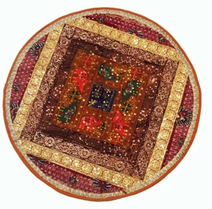 40" EXOTIC INDIAN BEADED SARI MOTI GIFT FOR HER THROW FLOOR CUSHION PILLOW COVER - Bild 1 von 7