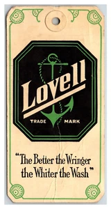 Antique Vintage Lovell Mfg. Co. Clothes Wringer Erie, PA Product tag RARE - Picture 1 of 2