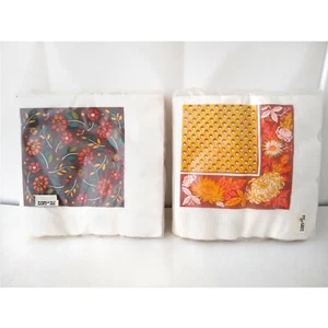 Vintage Lot 2 FALL Beverage Napkins American Greetings Leaves Flowers 5" New - Picture 1 of 10