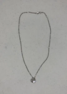 "Cadena de cuerda y corazón de plata de ley 925 usada de 18"" con piedra blanca - 2,6 g" - Imagen 1 de 14
