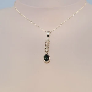 Black Opal Necklace, Cubic Zirconia, Chalama Black Opal, Semi Precious Gemstones - Picture 1 of 4