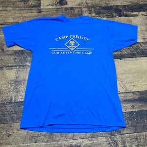 Hanes Camp Greilick Cub Adventure Camp T-Shirt Blue Graphic Tee Large Boy Scouts - Picture 1 of 6