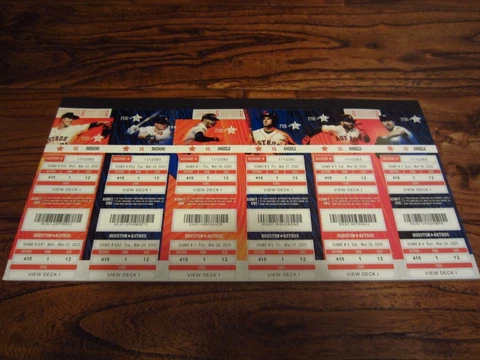 2020 Astros Un Used Season Ticket Stub YOU PICK Game Altuve Verlander PHANTOM Cover