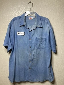 Bounty Hunter Denim Work Shirt Mens 2XL Short Sleeve Button (Stains & Faded) - Picture 1 of 16