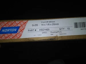 10pc case Norton 14 1/8 20mm Ductile/PVC pipe hand saw cut off wheel blade case - Picture 1 of 2