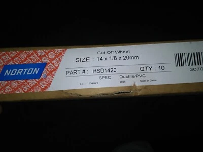 10pc case Norton 14 1/8 20mm Ductile/PVC pipe hand saw cut off wheel blade case - Image 1 of 2