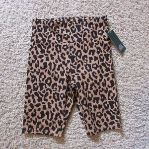 NWT Wild Fable Small Black Beige Leopard Print Longer Leg Biker Leggings Shorts - Picture 1 of 2