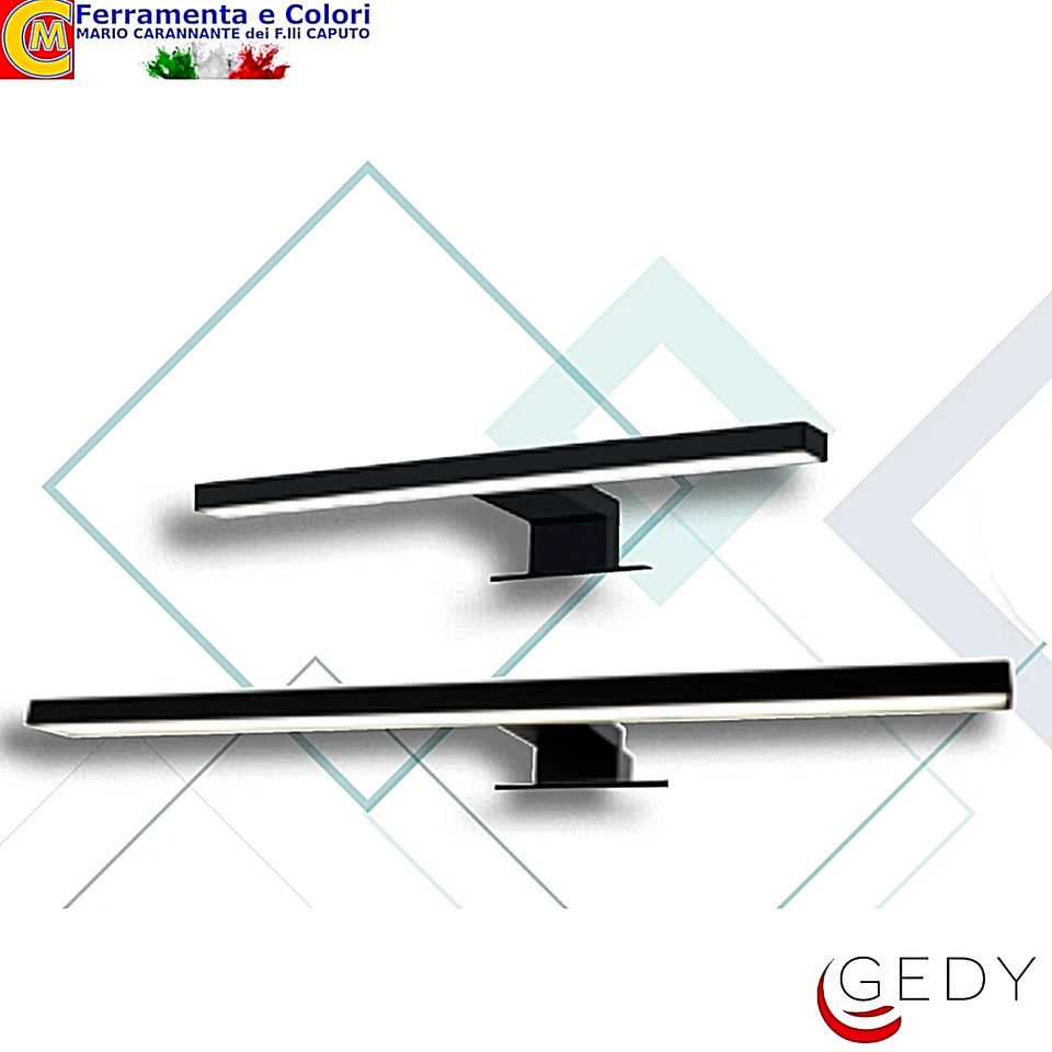 Luce Led Applique Lampada da Specchio Bagno Parete Moderno 30 60 Cm Faretto NERO - Immagine 1 di 1