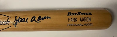 HANK AARON ATLANTA BRAVES FIRMADO AUTOGRAFIADO RAWLINGS BIG STICK BAT BECKETT Foto 1 de 4