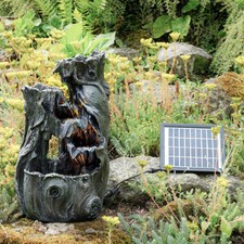 ALBERO LED SOLARE GIARDINO ESTERNO log CARATTERISTICA DELL'ACQUA A CASCATA FONTANA Statua Decor