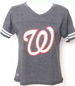 NEW Washington Nationals Concepts Sport Gray V-Neck Tee T Shirt Women's M - Picture 1 of 9