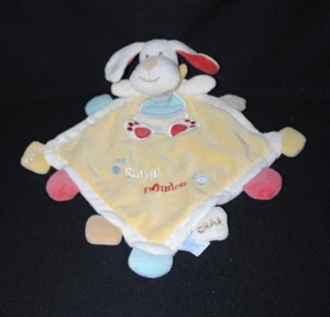 Super doudou crak plat chien BABY'NAT BABYNAT BN215 jaune bleu grelot NEUF - Picture 1 of 1