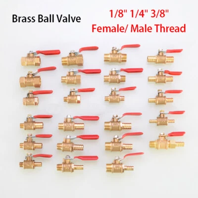 1/8" 1/4"3/8" Brass Ball Valve Shut Off Female Male Faucet Switch Gas Fluid Pipe - Image 1 of 4