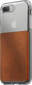 NEW Nomad BROWN Horween Leather / Clear Case for iPhone 7+ / 7s+ Rugged Patina - Picture 1 of 4