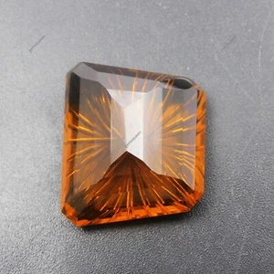 Stunning Natural Quartz 60.30 Ct Fancy Cut Orange CERTIFIED Loose Gemstone - Picture 1 of 12