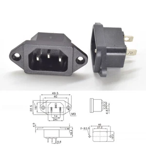1pc High Quality C14 AC Male Connector 3 Prong with Screw Hole Black Color - Picture 1 of 11