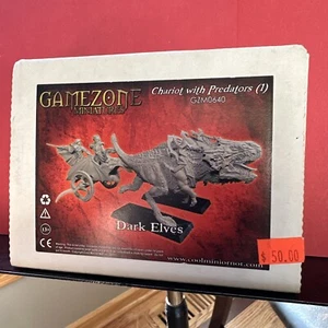 Gamezone Fantasy Mini 28mm Dark Elves Chariot with Predators Box NIB METAL - Picture 1 of 4