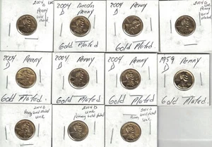 2004 D LINCOLN CENT GOLD PLATED LOT OF 11 - Picture 1 of 2
