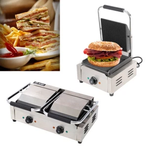 Panini Maker Sandwich Toaster Press Commercial Grill Toastie Ribbed Machine UK - Picture 1 of 18