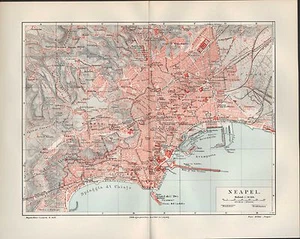 Map map pianta della città 1907: CITY MAP NAPLES. NAPLES ENVIRONMENT. - Picture 1 of 2