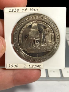 1988 Isle of Man 1 Crown Centenary of Steam Navigation - Picture 1 of 2