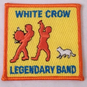 White Crow Legendary Band Iron On Patch Orange Yellow Blue White Musicians Cat - Picture 1 of 2