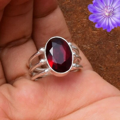 Mozambique Garnet Gemstone 925 Sterling Silver Ring Handmade Jewelry Ring Gift - Image 1 of 4