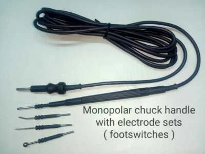Laparoscopic Monopolar Chuck Handle with Electrode Set Footswitches 4mm 3/32 5Pc - Image 1 of 4