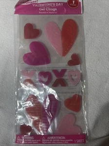 Window Gel Clings Valentines Day Colorful Hearts Teacher Supply Decor XOXO - Picture 1 of 4