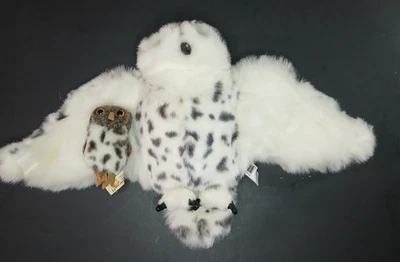 Fundations Snowy Owl Baby Echo Puppet Folkmanis Plush Rotating Head - Image 1 of 4