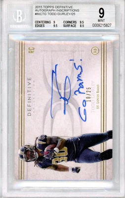 Topps Definitive Collection 2015 inscripciones automáticas Todd Gurley/25 BGS 9 automático 10 Foto 1 de 2