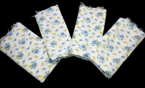 Menge 4 Vintage passender Futtersack Stoff voll offen blau gelb Blumen Rosen - Bild 1 von 19