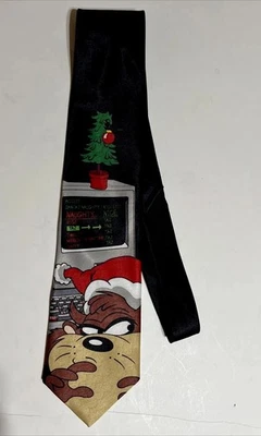 Галстук Looney Tunes Taz Tasmanian Devil Warner Bros 1998 винтажный рождественский - Изображение 1 из 4