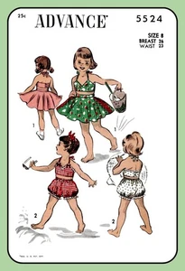 Mädchen BH TOP Bubble Höschen Unterhose Kreis ROCK Muster Advance 5524 Vintage 1950 - Bild 1 von 5