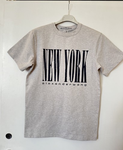 T shirt uomo Alexander Wang New York taglia S grigio cotone nuova pro 19” lunghezza 29”