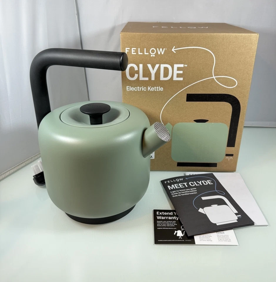 Fellow Clyde Electric Tea Kettle 1.5 Liter - Smoke Green - 360° Swivel Base, NIB - Image 1 of 4
