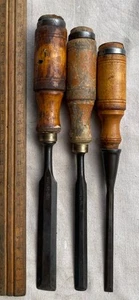 3 X Swedish Made E A Berg Wood Chisel Tools - Picture 1 of 5