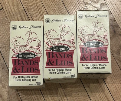 3 cajas de tapas y bandas de enlatado Golden Harvest™ 12 unidades boca regular 36 nuevas Foto 1 de 2