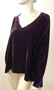 Eileen Fisher süßes pflaumenfarbenes Samt-Top mit V-Ausschnitt Gr. XL Dolmanärmel neu mit Etikett $ 278 - Bild 1 von 10