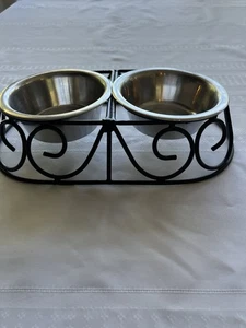 Pet Feeding Bowl for Cats and Small Dogs, Double Feeding Bowls with Raised Stand - Picture 1 of 4