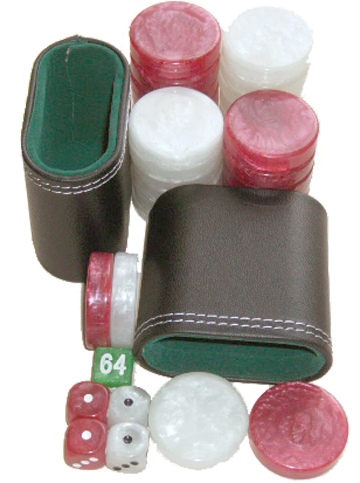 Backgammon accessories set. 30 LARGE checkers, dice, cube, 2 cups. FREE p&p UK - Image 1 of 1