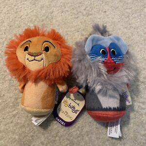 Disney Lion King Lot of 2 Hallmark Itty Bittys 5" Beanie Plush Toys Rafiki Simba