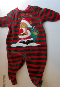 Starting Out Baby First Christmas One Piece w Feet & Teddy Bear Santa 3 months - Picture 1 of 4