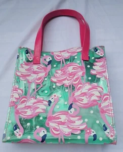 Reusable Tote Shopping Bag Clear Vinyl Flamingo Travel Work Home Office School  - Picture 1 of 5