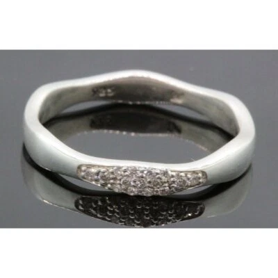  Anel de aliança de casamento de diamante Swarovski tamanho 7 prata esterlina joias finas - Imagem 1 de 4