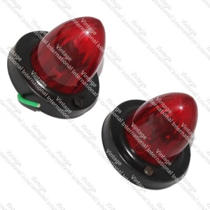 PAIR RED SIDE MARKER LIGHT ROUND WITH 12V 5 W BULB CAR TRUCK TRAILER LORRY New - Picture 1 of 5