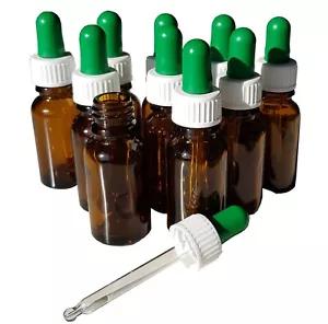 10 x Pipettenflaschen 15ml Braunglas inkl. Pipetten mit Standard-Verschluss - Bild 1 von 1