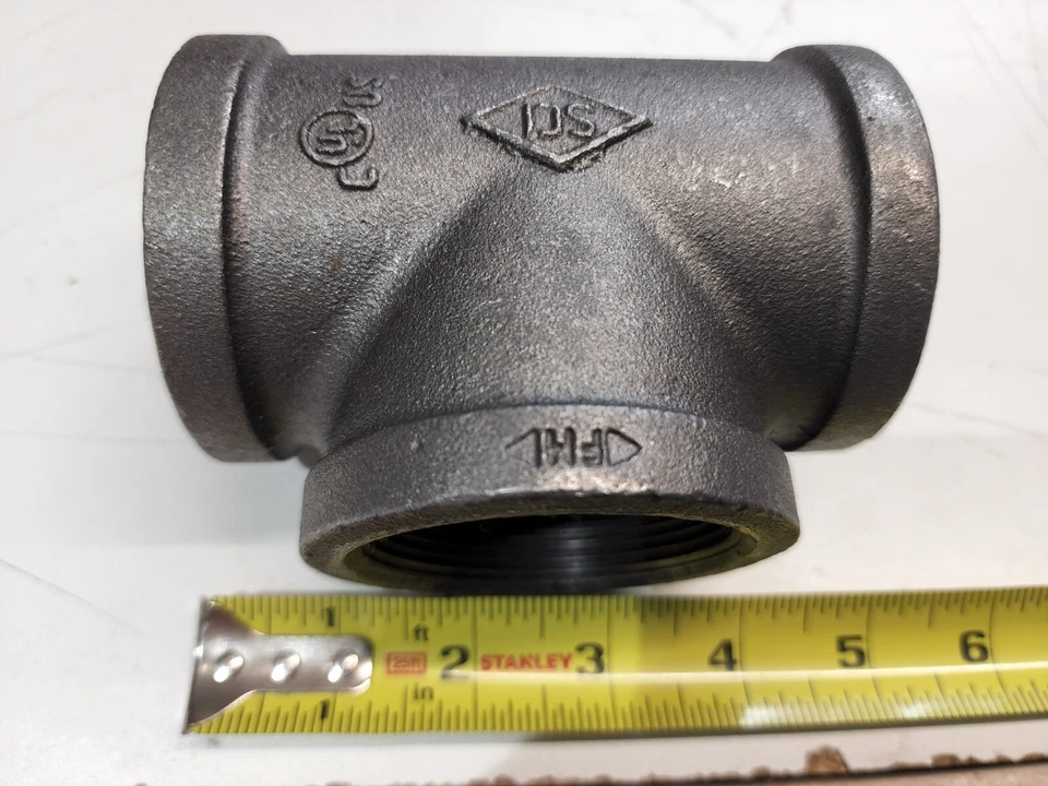 SCI 2" x 2" x 2" Tee Class 150 Female NPT 5P483 Malleable Iron Low Pressure NeW - Image 1 of 3